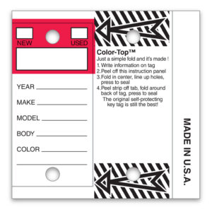 Color-Top Key Tags – Red Top Stock – 3" x 3" – Pack of 250
