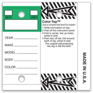 Color-Top Key Tags – Green Top Stock – 3" x 3" – Pack of 250