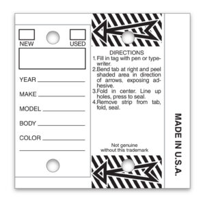 Self-Protecting Key Tags – White Stock – 3" x 3" – Pack of 250