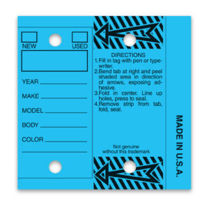 Self-Protecting Key Tags – Blue Stock – 3" x 3" – Pack of 250