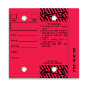 Self-Protecting Key Tags – Red Stock – 3" x 3" – Pack of 250