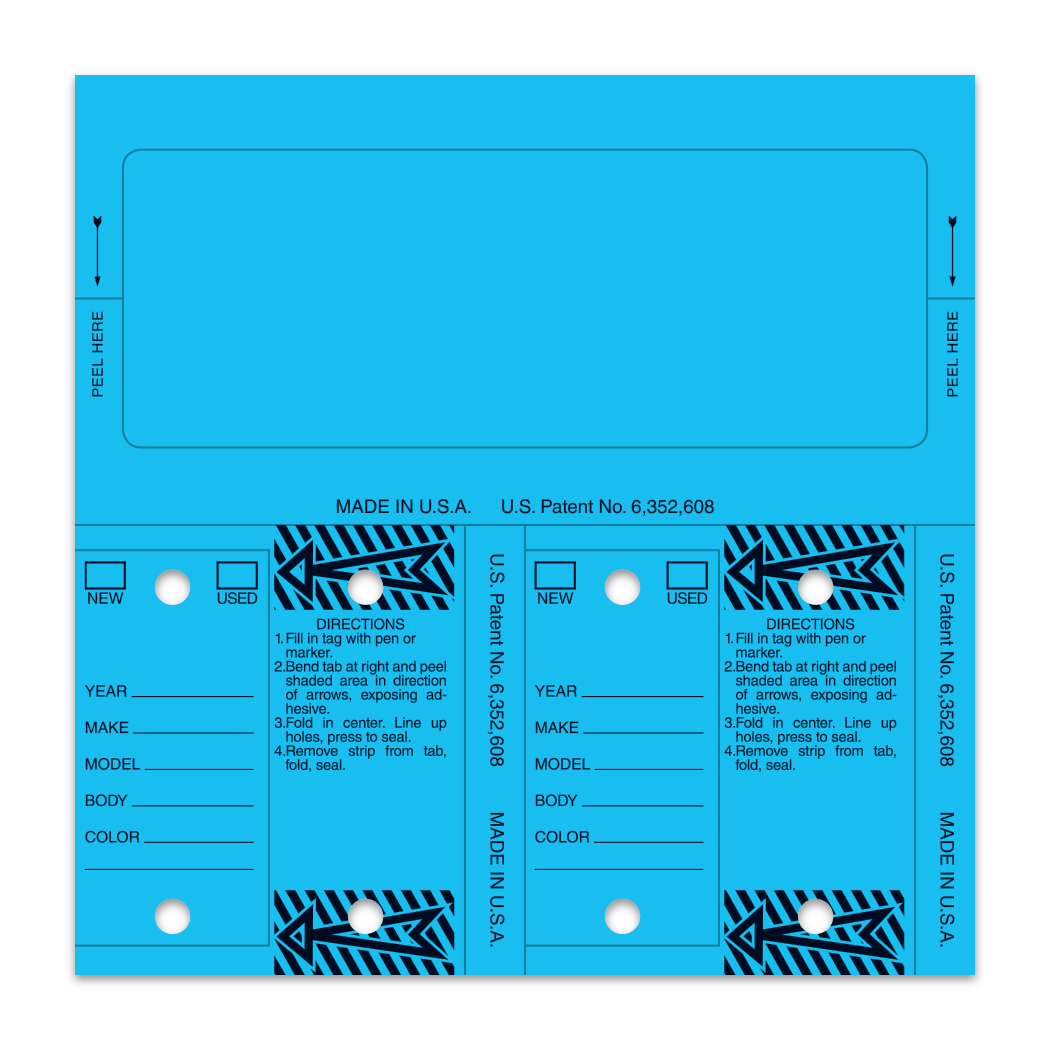 Control Tags 226 – Blue – 6" x 6" – With Key Rings – Pack of 125