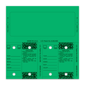 Control Tags 226 – Green – 6" x 6" – With Key Rings – Pack of 125