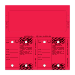 Control Tags 226 – Red – 6" x 6" – With Key Rings – Pack of 125