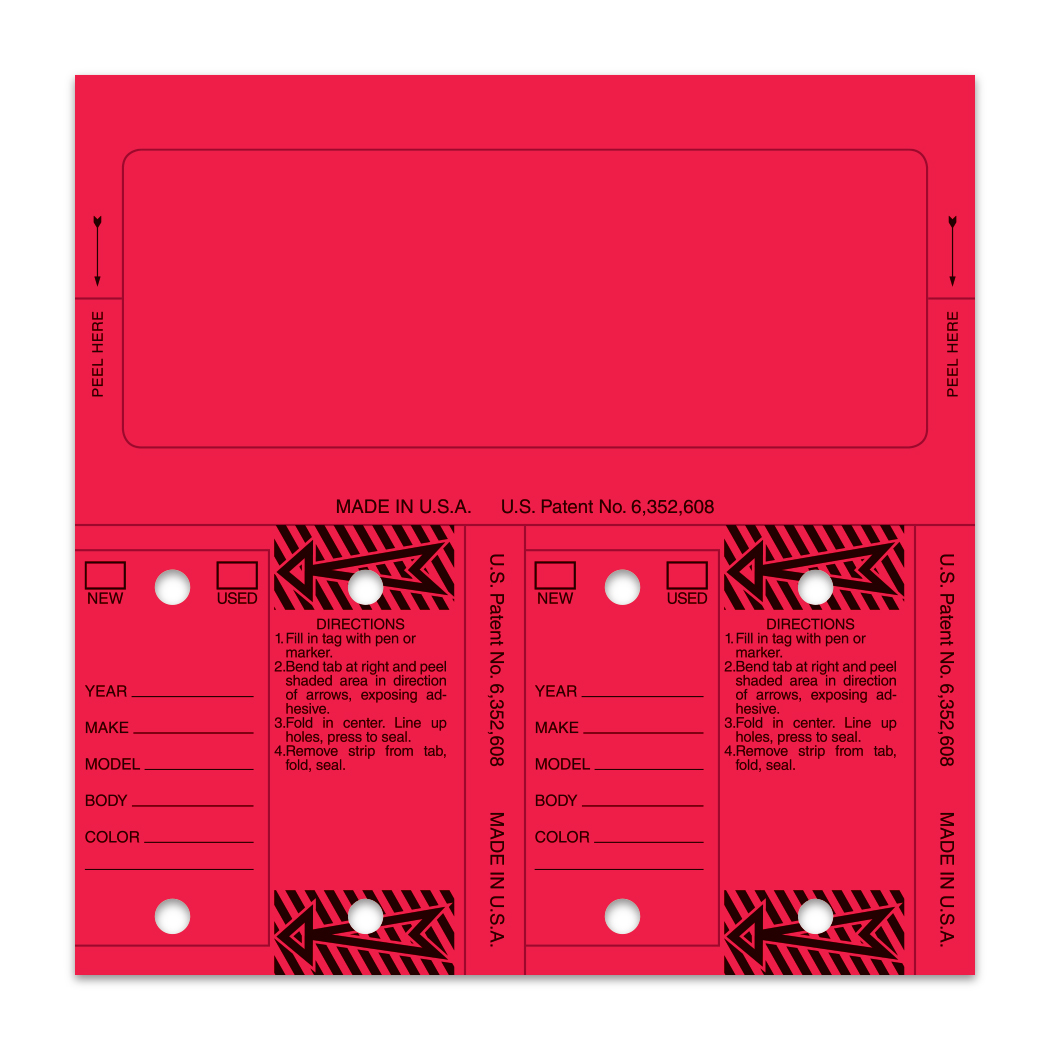 Control Tags 226 – Red – 6" x 6" – With Key Rings – Pack of 125