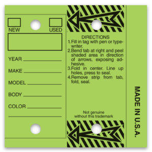 Self-Protecting Key Tags – Lime Stock – 3" x 3" – Pack of 250