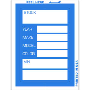 Kleer-Bak Stock Stickers – Blue – 3" x 4" – Pack of 100