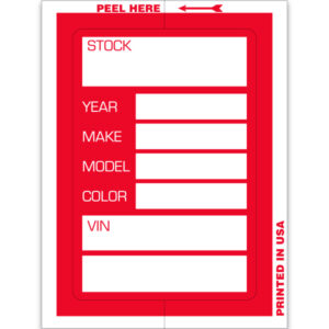 Kleer-Bak Stock Stickers – Red – 3" x 4" – Pack of 100