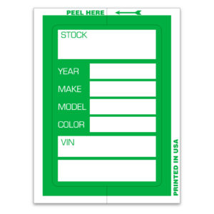 Kleer-Bak Stock Stickers – Green – 3" x 4" – Pack of 100