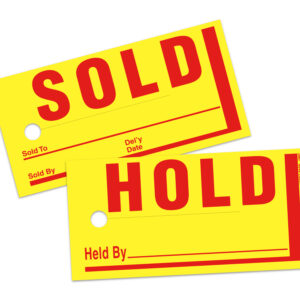 Jumbo Sold / Hold Tags – 8" x 4" – Heavy Stock – Pack of 250