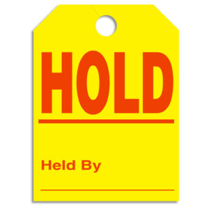 Mirror Sold / Hold Tags – 8-1/2" x 11-1/2" – Heavy Stock – Pack of 50