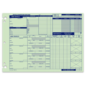 Vehicle Inventory Record – A-542 – 7-1/2" x 10-3/8" – Pack of 50