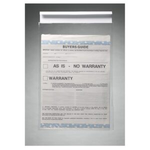 Clip-On Buyers Guide Holder – Clear Plastic Pouch – 9" x 13" – Pack of 50